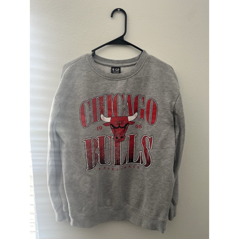 NBA Chicago Bulls Sweatshirt Pullover 1966 Basketball Graphic Gray